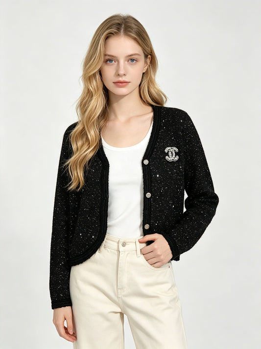 V-Neck Beaded Sweater XS | Fall Winter