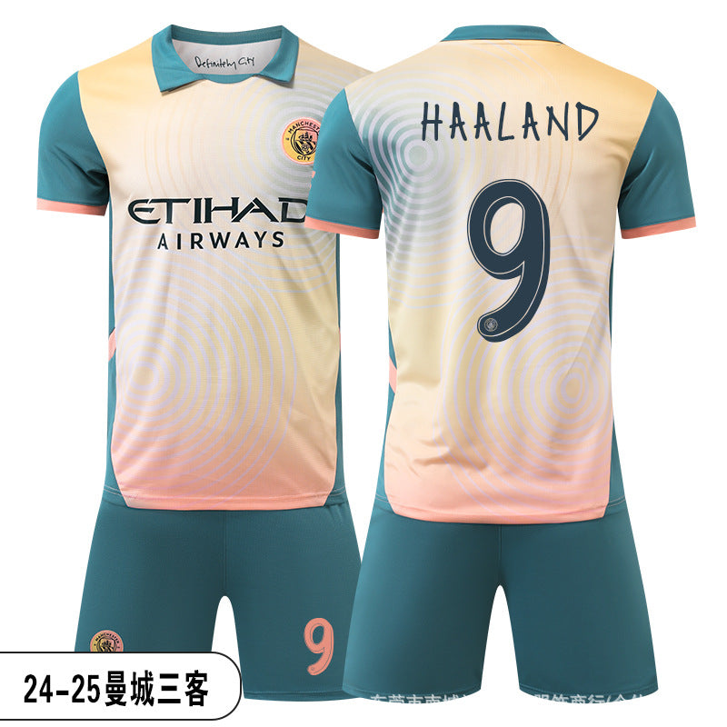 26 27 Camiseta de local del Manchester City, set de equipación de fútbol de la Premier League 9 de Haaland, equipación de entrenamiento infantil, nueva camiseta
