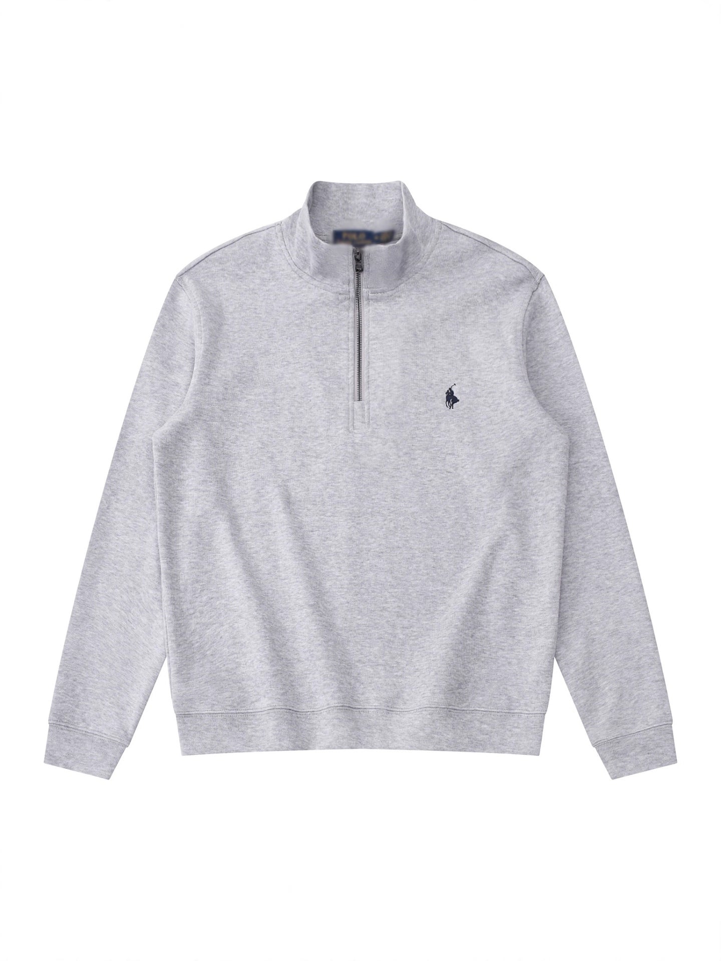 Sudadera americana nueva bordada de ponis americano transfronteriza de outono/invierno, cuello alto, cárdigan polo de algodón puro con cremallera media alta, top informal