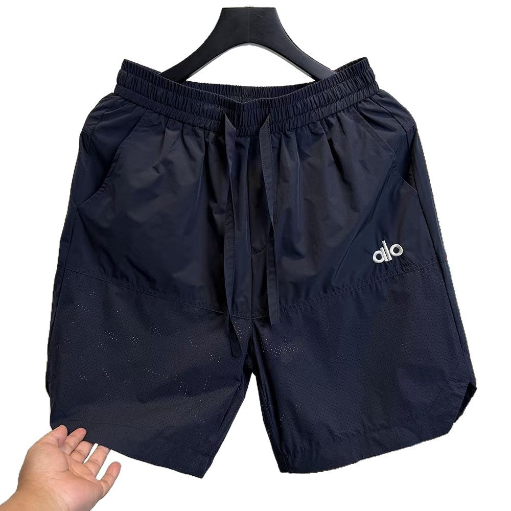 Pantalones Cortos Deportivos Seda Hielo Bordados Hombre | Secado Rápido