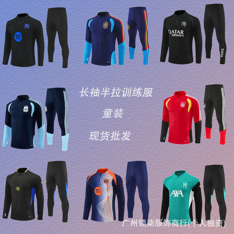 Nuevas equipaciones de fútbol para niños, París, Arsenal, Chelsea, España, Inglaterra, Francia, uniformes de entrenamiento de media tirada