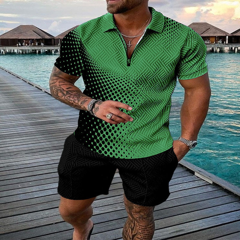 Conjunto de dos piezas de manga corta y pantalones cortos de Amazon de verano transfronterizo 2024 para comercio exterior, conjunto deportivo casual masculino