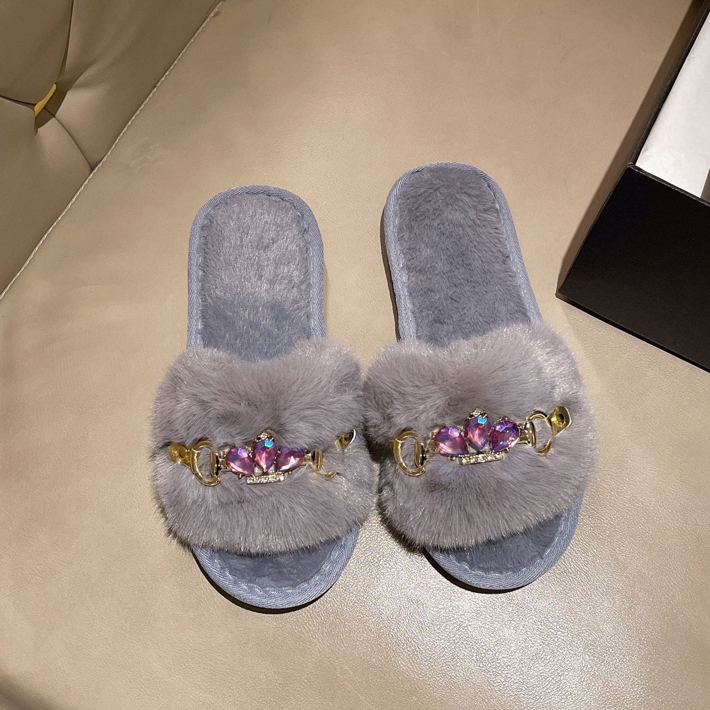 Comercio exterior, hogar transfronterizo, cadena de cristal, zapatillas de lana engrosadas, zapatillas de algodón para mujeres de otoño e invierno, fabricantes de zapatillas de abrigo