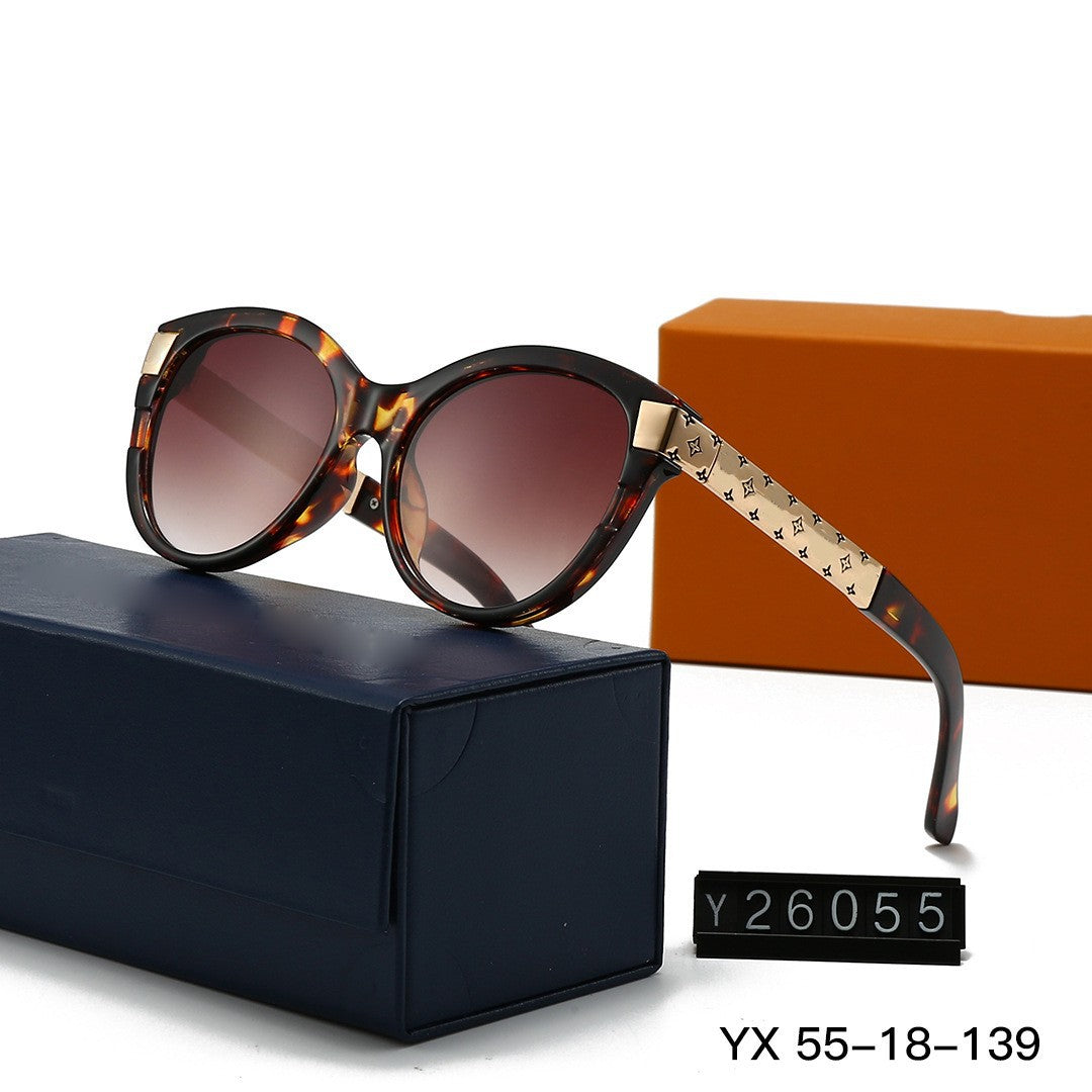 Nueva gafas de sol para mujer de gran montura metálica y ojo de gato para fotografía transfronteriza 2026, gafas de sol estilo Xiaohongshu para adelgazar