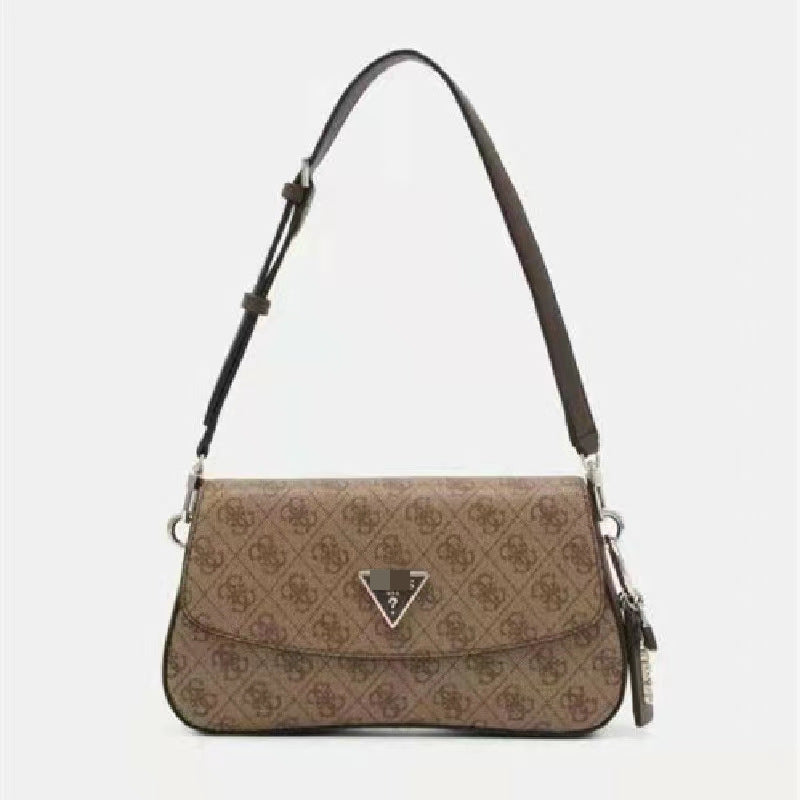 Moda europea y americana, nueva moda de colores sólidos con estampado curva retro, bolso de axila con colgantes de flores antiguas, bolso de mujer
