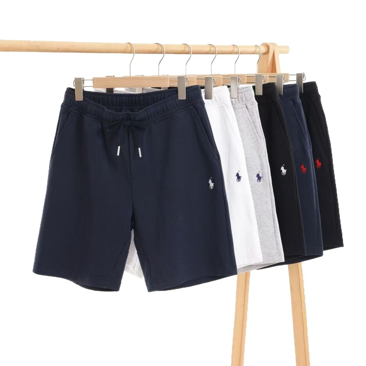 Shorts de algodón ásperos de comercio internacional transfronterizo, unisex, ropa exterior de verano, deportiva casual holgada y versátil estilo con el logo de ponis