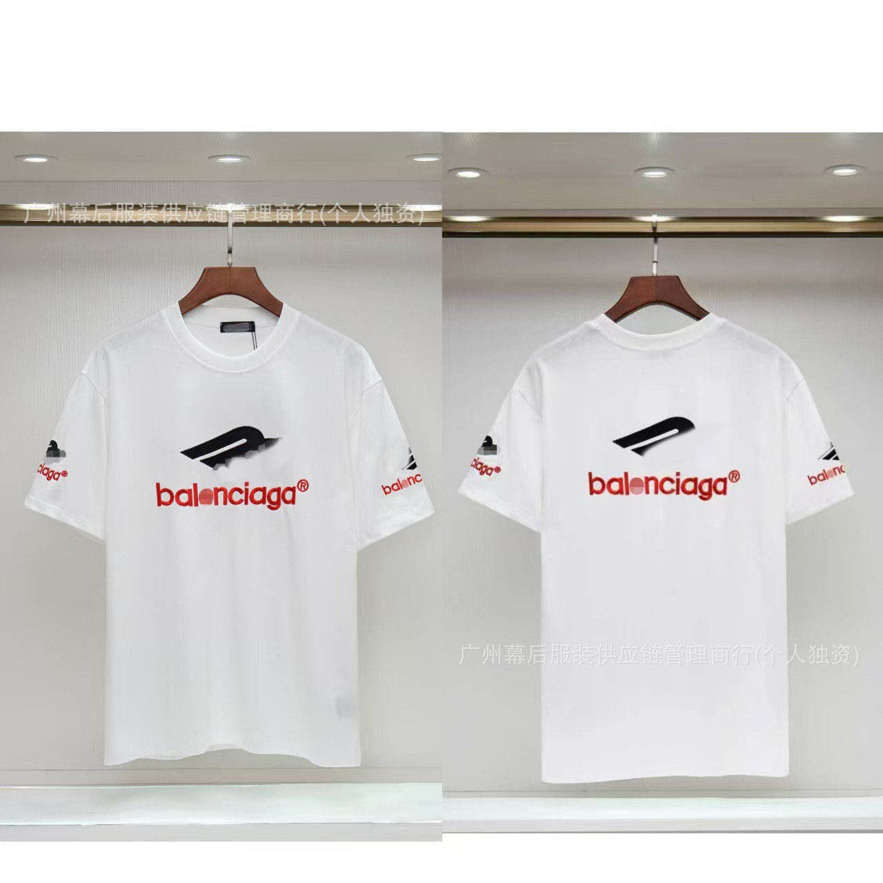 Versión correcta de la tendencia de lujo de París B: 26SS nuevo bordado unisex con cuello redondo, camiseta de algodón de manga corta y manga corta, comercio exterior