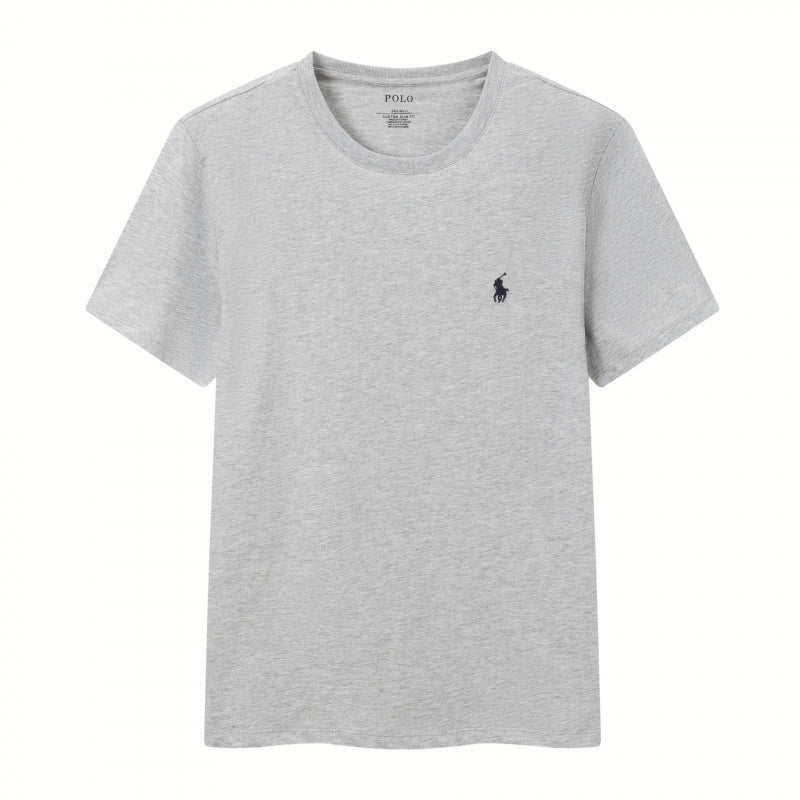 T-shirt homme coton brodé manches courtes décontracté