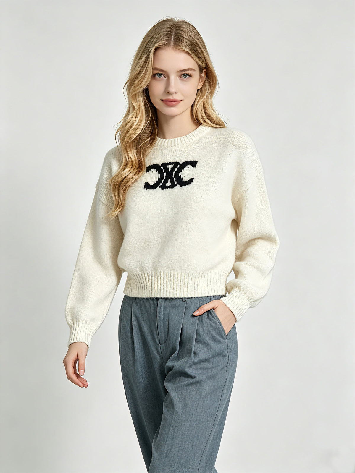Drop Shoulder Jacquard Sweater CE | Autumn Winter