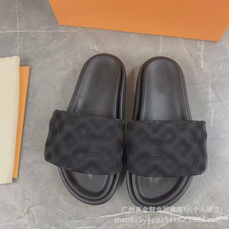 Zapatillas de Velcro de suela gruesa Donkey Home para mujer, 2025 Nuevas zapatillas antideslizantes de denim con letras antideslizantes para exportación