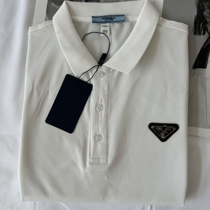 Polo Hombre Manga Corta | Logo Metálico Triangular | Clásico Casual