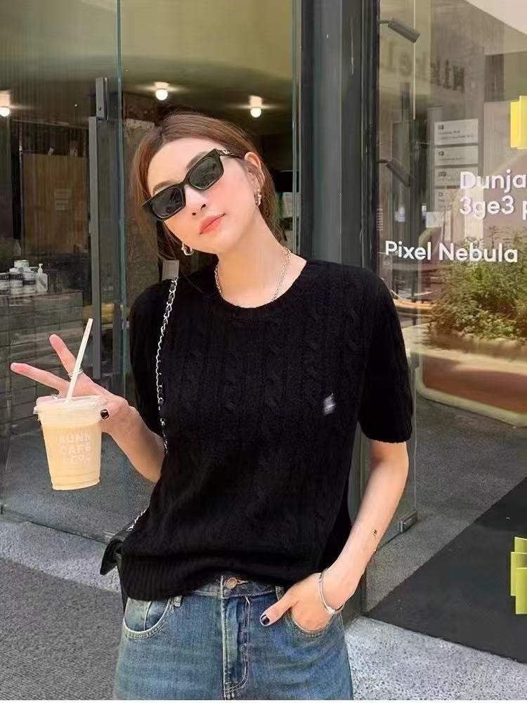 L Polo de manga corta bordado de punto trenzado y en todo rugoso para hombres y mujeres, verano, talla 48, 100, 90 piezas, 05-05-2026
