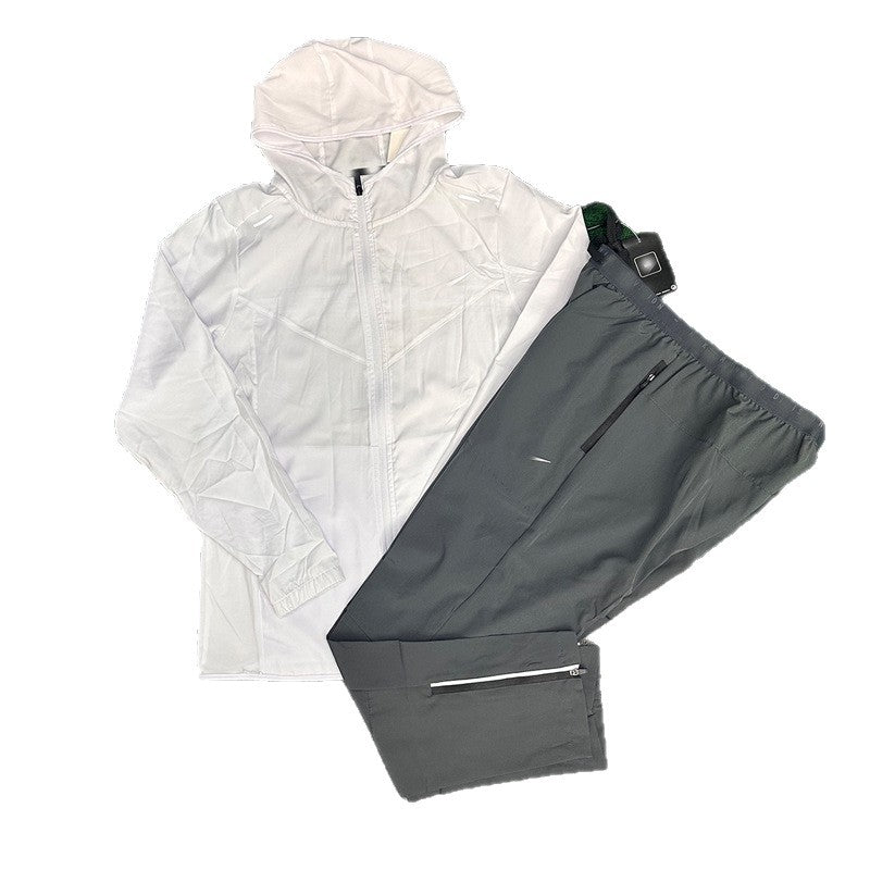 Ensemble coupe-vent de sport pour homme | Capuche séchage rapide