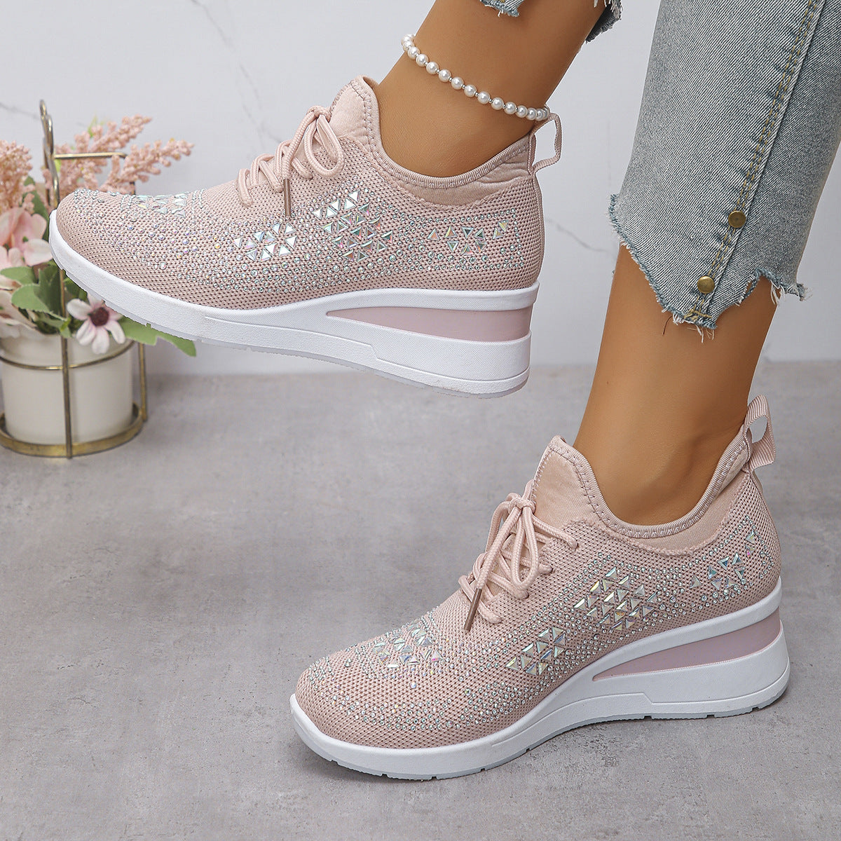 Zapatillas nuevas transfronterizas, zapatillas de mujer, zapatillas casuales transpirables primavera 2026, zapatillas de malla deportivas de malla para realzar