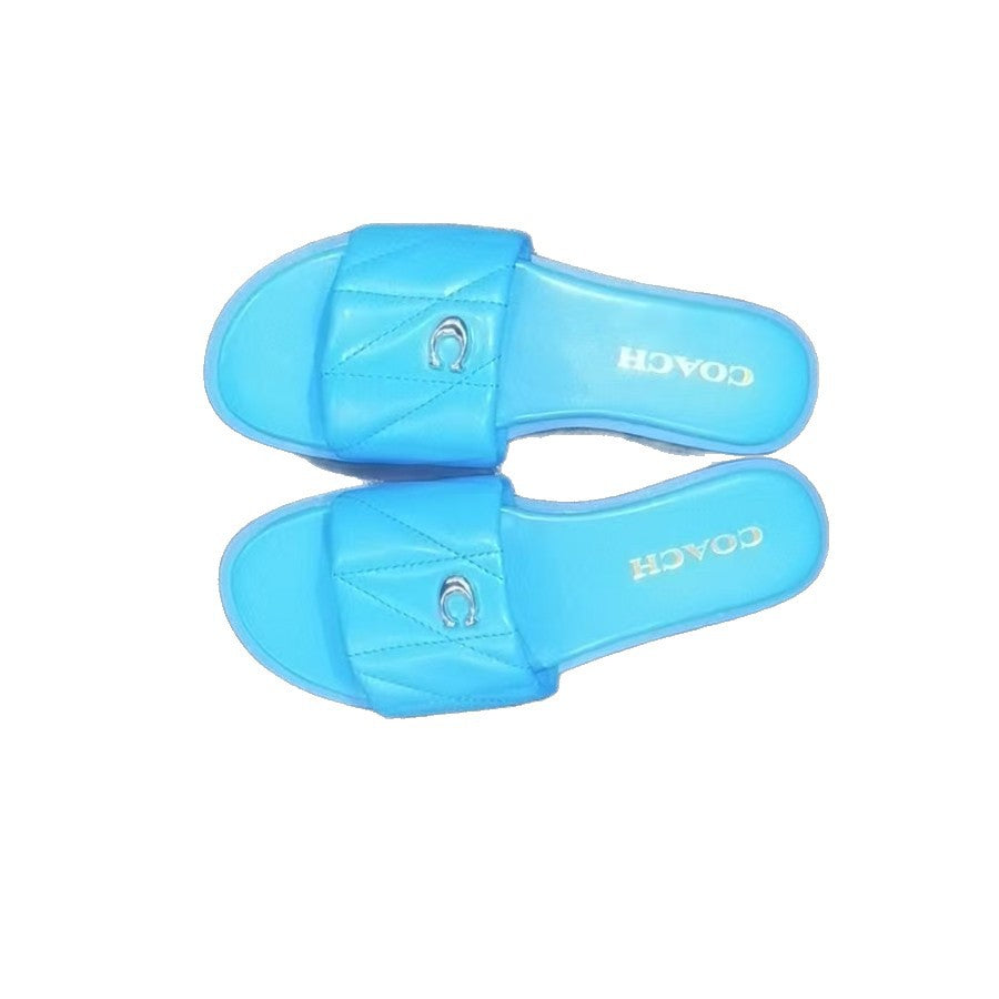 Verano 2025 Nuevas chanclas de tira sencilla europeas y americanas: sandalias de abrigo de diamante de punta redonda plana de color sólido, versátiles y cómodas para el día a día