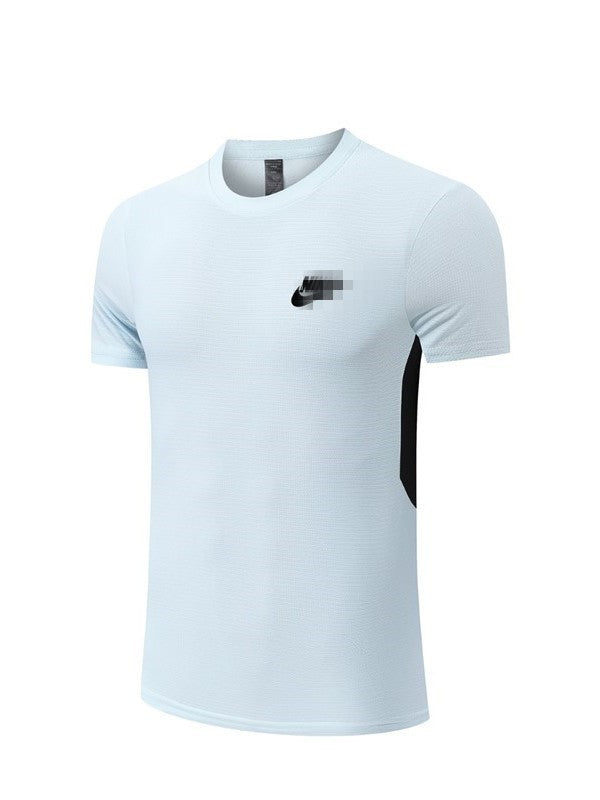 Bestseller de exportación: deportes, entrenamiento casual suelto, camiseta de cuello redondo transpirable de verano, manga corta, ejercicio para correr y secado rápido