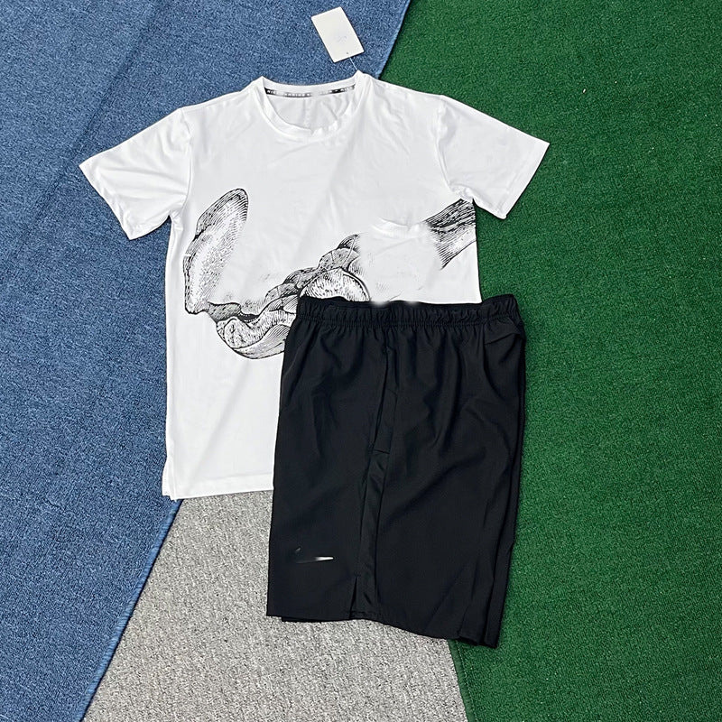 Men's Sportswear Set | Quick-Dry Ice Silk T-Shirt + Shorts