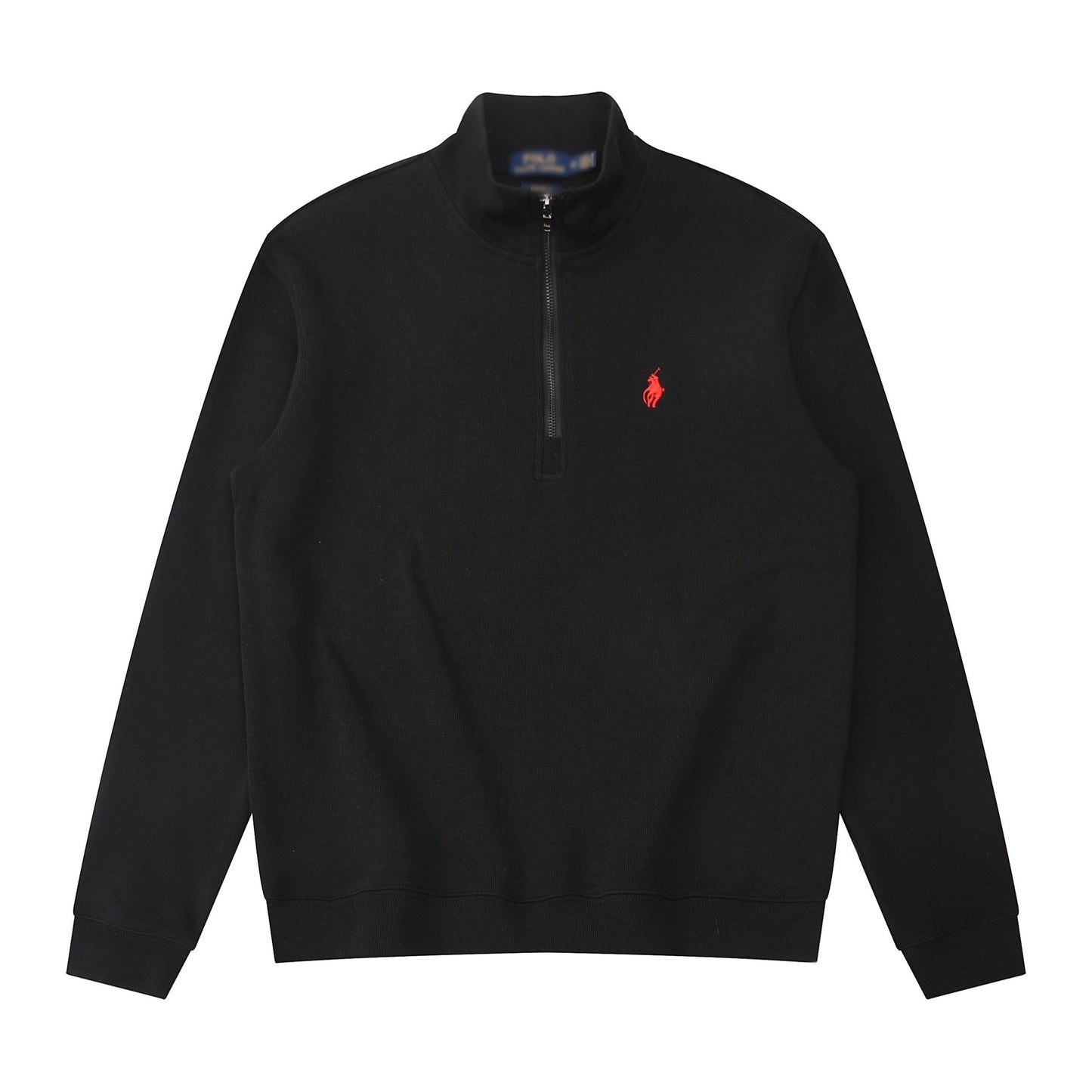 Sudadera americana nueva bordada de ponis americano transfronteriza de outono/invierno, cuello alto, cárdigan polo de algodón puro con cremallera media alta, top informal