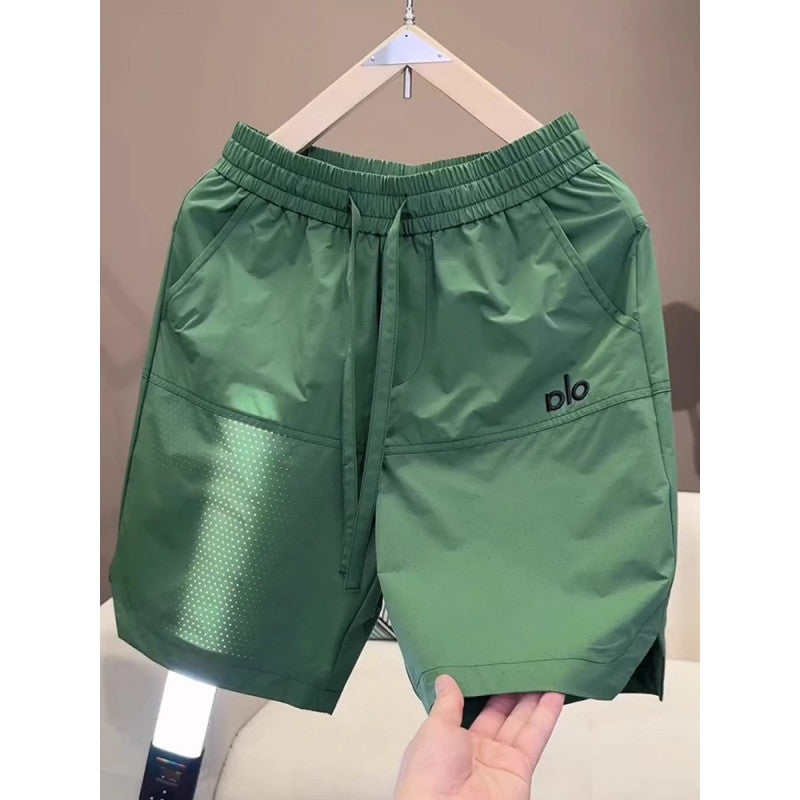 Pantalones Cortos Deportivos Seda Hielo Bordados Hombre | Secado Rápido