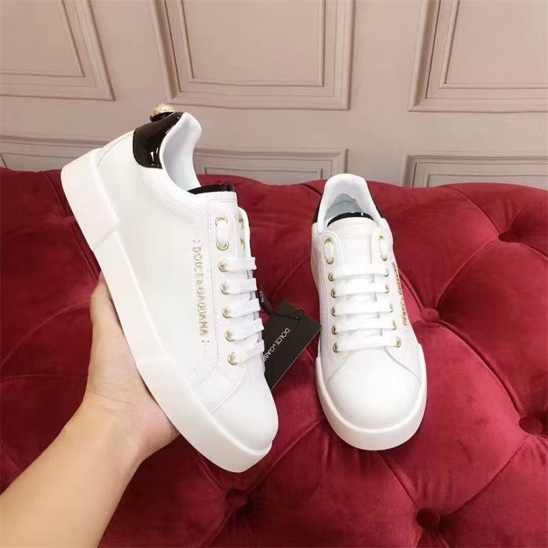Zapatillas casuales de cuero hombre familia DG | Velcro blancas versátiles
