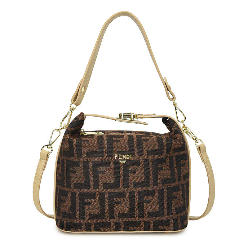 Nuevo bolso de lonchera usado 2025, monograma de moda portátil, bolsa de almohada, bolso bandolera de estilo coreano estampado de un solo hombro