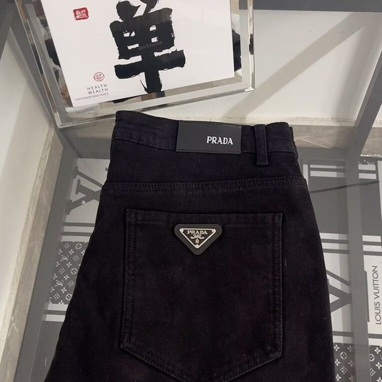 PRADA Pantalones Negros Ajustados Hombre