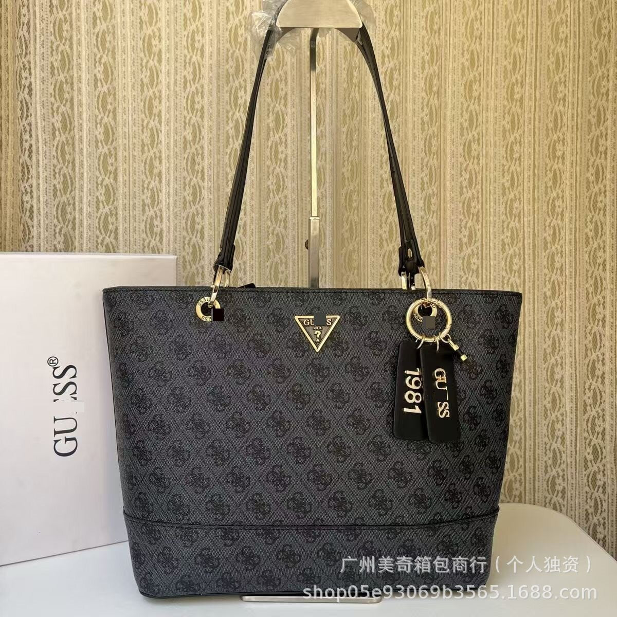 GS Comercio Exterior Moda europea y americana Bolso de mamá colgante Colgante Bolso de compra Bolsa grande con cubo estampado Bolso de un solo hombro para mujeres