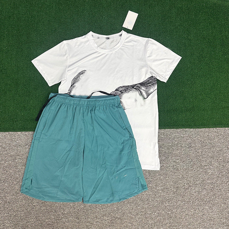 Men's Sportswear Set | Quick-Dry Ice Silk T-Shirt + Shorts