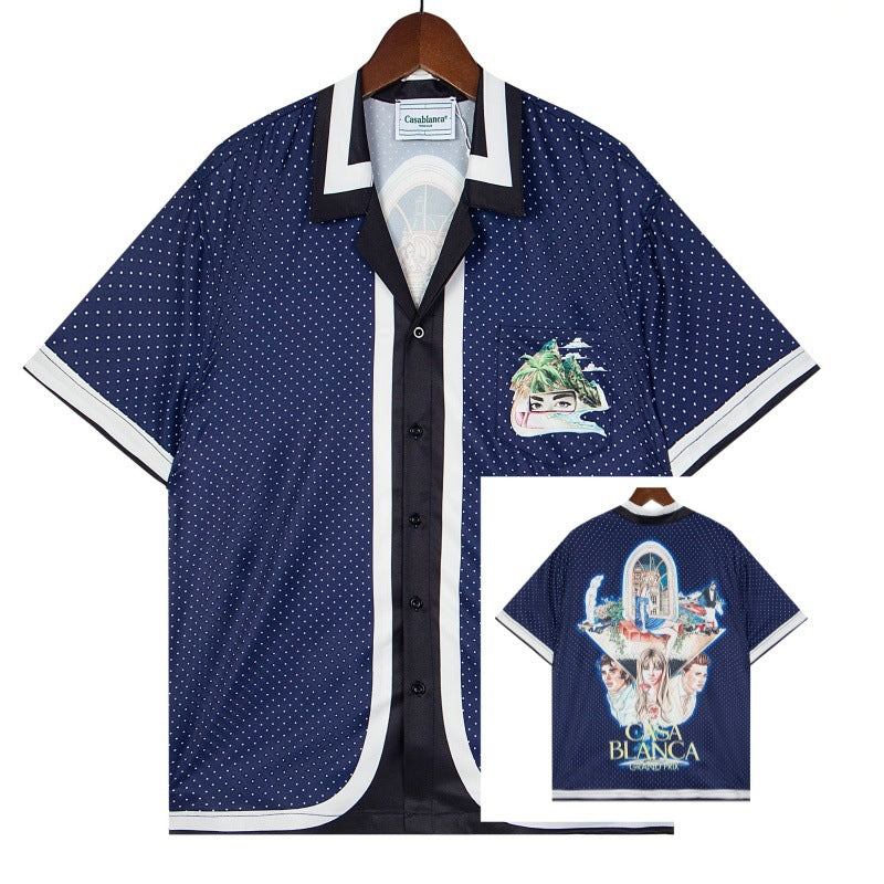 Set de camiseta de manga corta con letras de un partido de fútbol CASA de primavera/verano, jersey holgado y de moda para hombres
