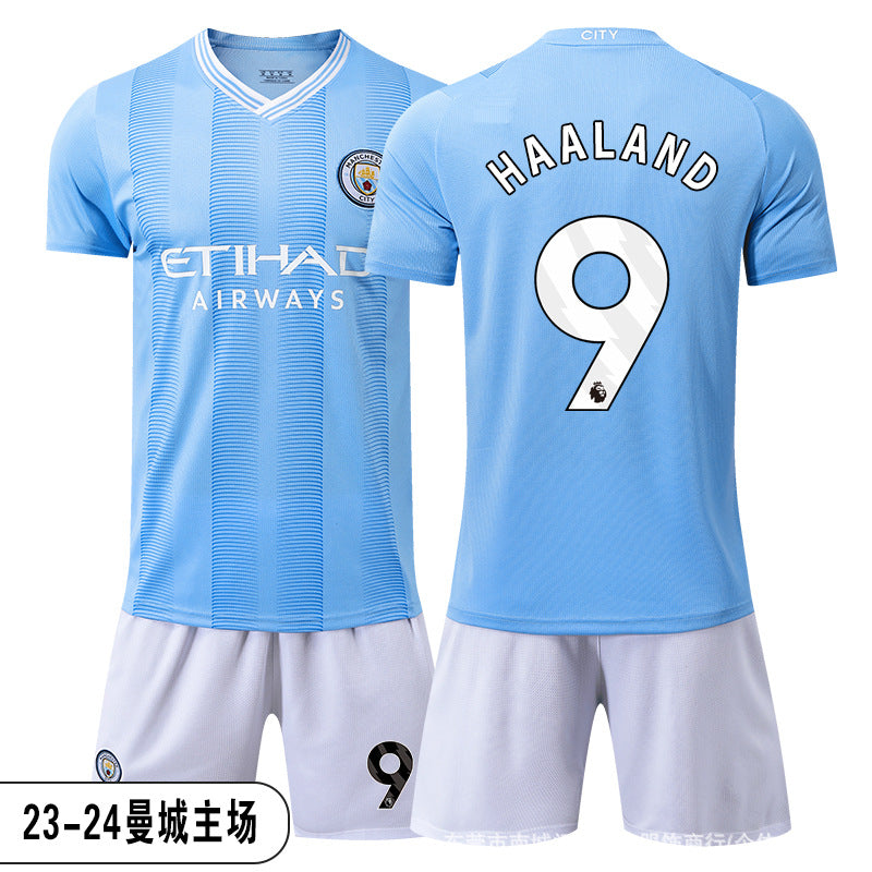 26 27 Camiseta de local del Manchester City, set de equipación de fútbol de la Premier League 9 de Haaland, equipación de entrenamiento infantil, nueva camiseta