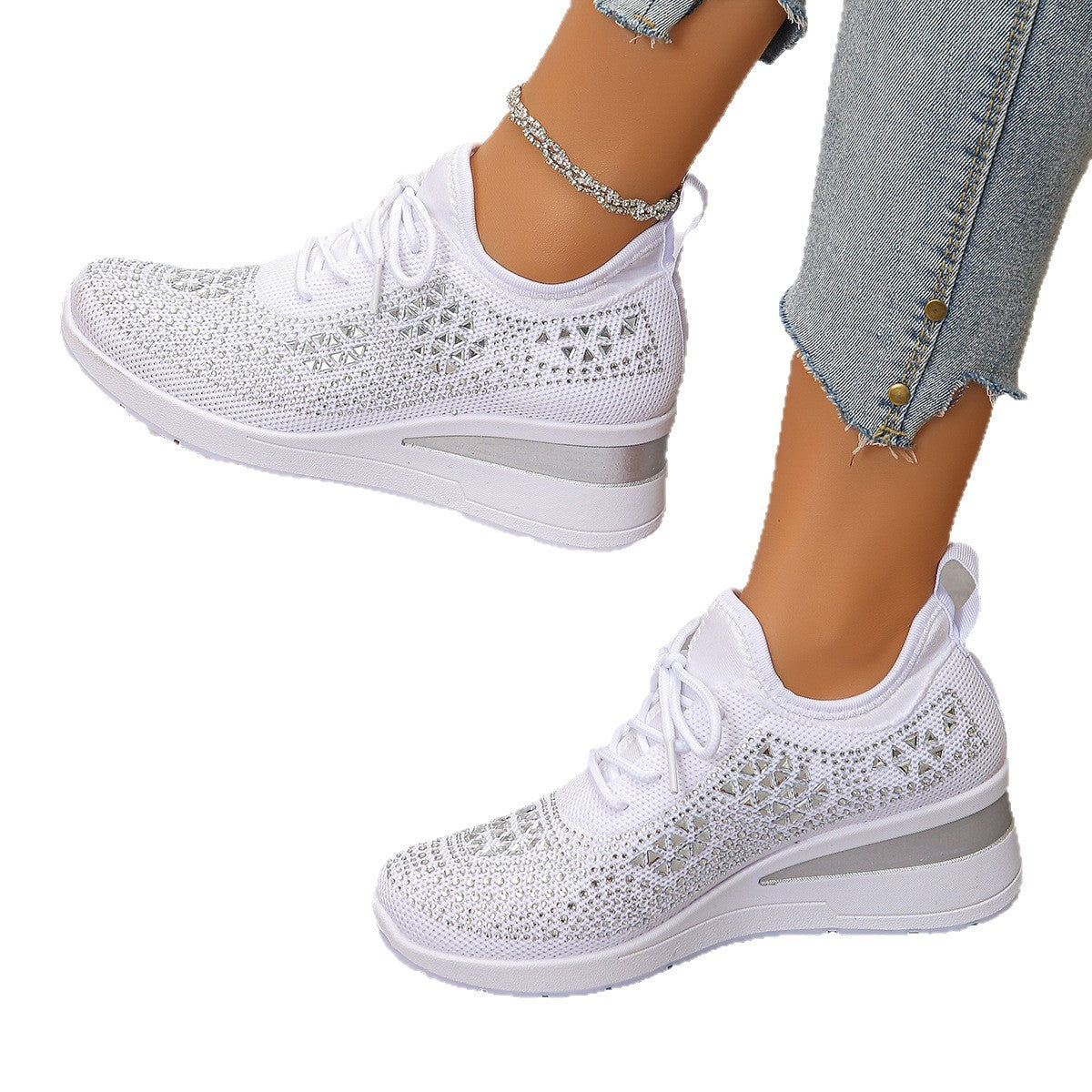 Zapatillas nuevas transfronterizas, zapatillas de mujer, zapatillas casuales transpirables primavera 2026, zapatillas de malla deportivas de malla para realzar