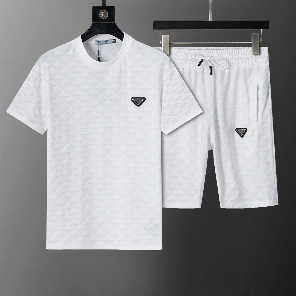 ()25 nuevos pantalones cortos B familia G Jacquard Moda casual Traje de comercio exterior para hombres y mujeres Trajes de primavera para hombre
