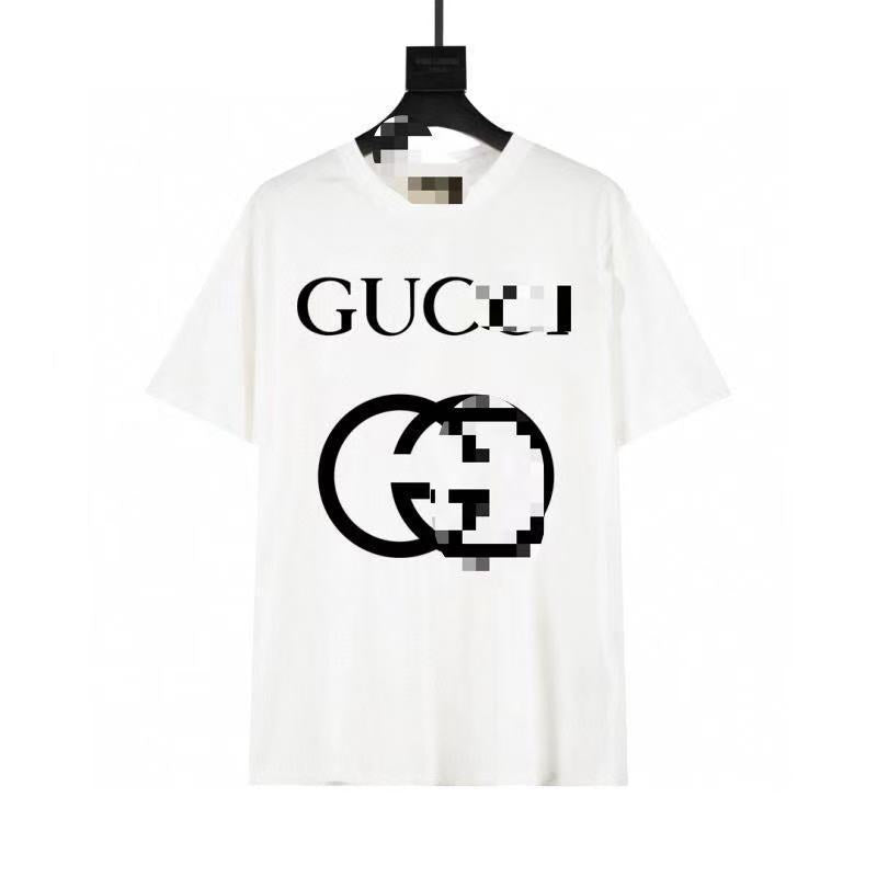 Letra de la familia G, camiseta con estampado de perro de pan, doble anillo, gran logo, manga corta, hombre y mujer de la misma pareja, estilo transfronterizo