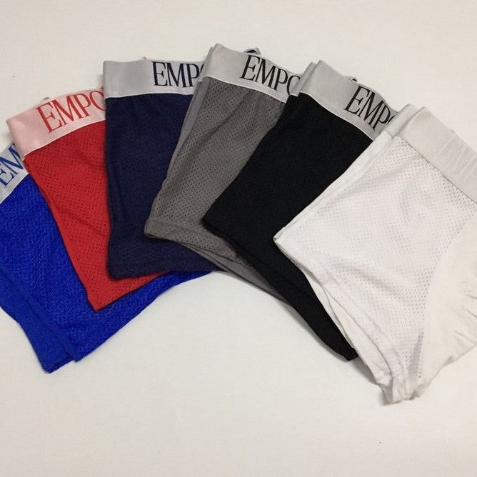 Seda de hielo malla transpirable ropa interior hueca para hombre EA Malla bóxers para hombre Boxer Shorts juveniles Venta directa de fábrica