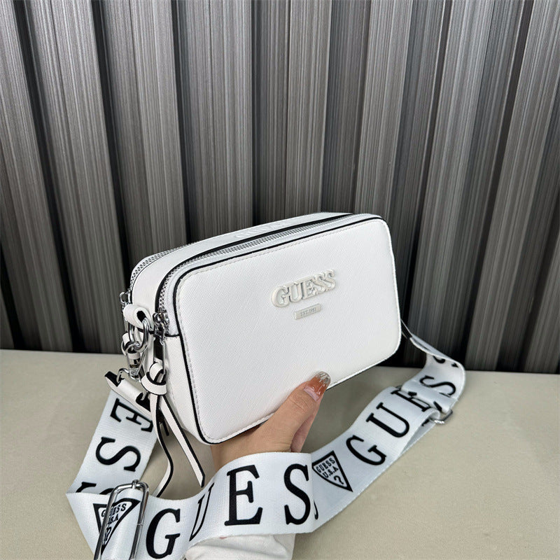Bolsa de cámara con patrón cruzado Comercio exterior transfronterizo Nuevo bolso de cámara Letra de un hombro Bandolera Bandolera de mujer Bolsas de mano Bandolera pequeña Pequeña Bolsa cuadrada Tide
