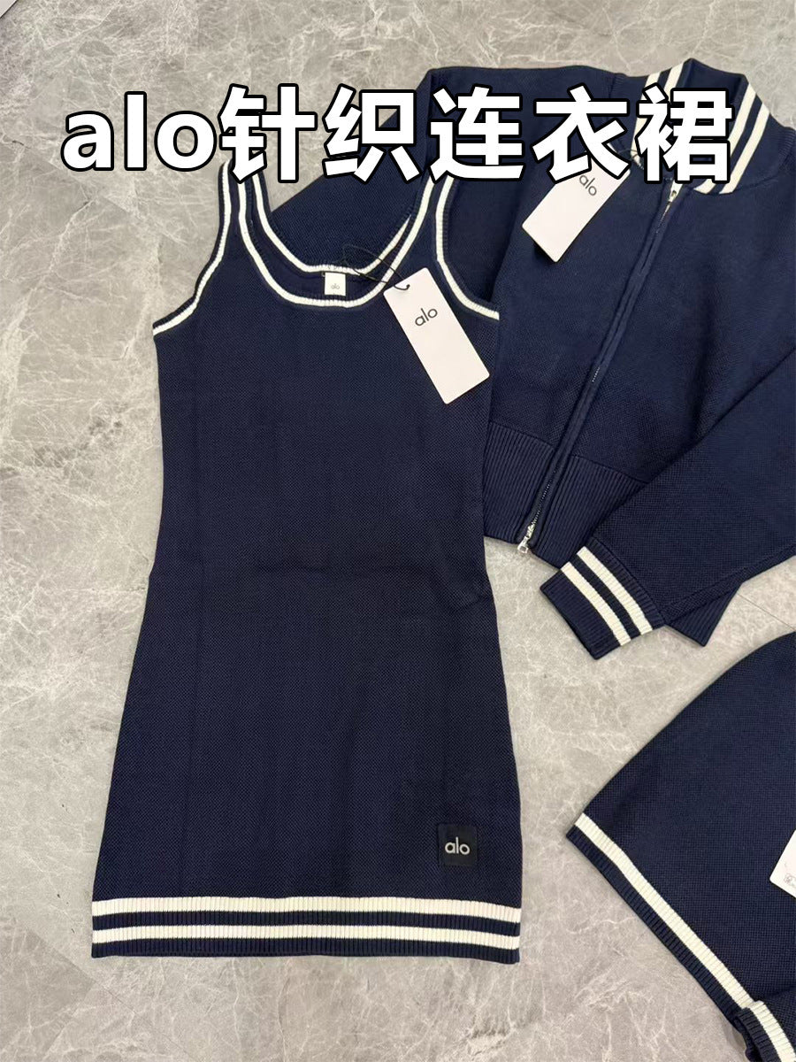 Primavera/verano 2026 nuevo vestido de punto de tirantes alo para mujer, vestido deportivo transpirable al aire libre, vestido base sexy