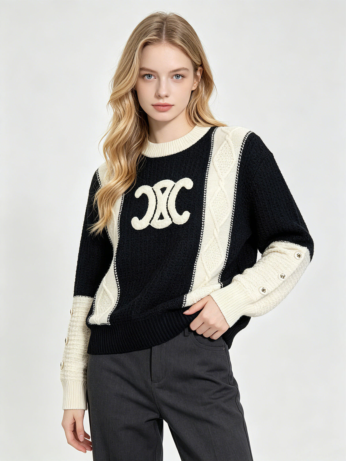 Damen-Strickpullover CE | Milchweiß