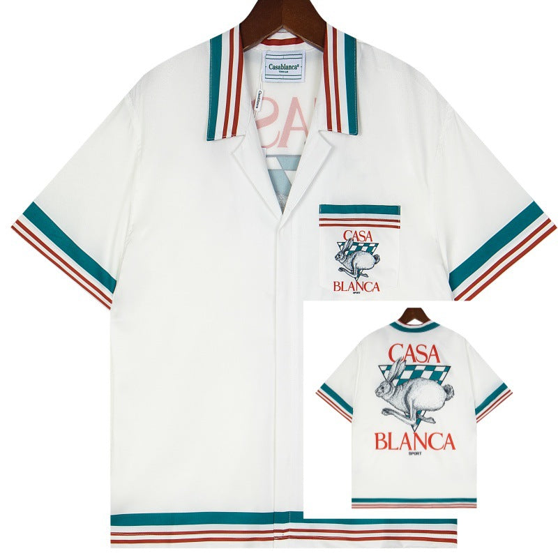 Set de camiseta de manga corta con letras de un partido de fútbol CASA de primavera/verano, jersey holgado y de moda para hombres