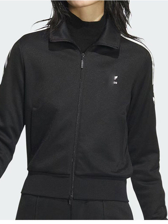 Veste courte à trois bandes pour femme AD | Capuche et fermeture éclair