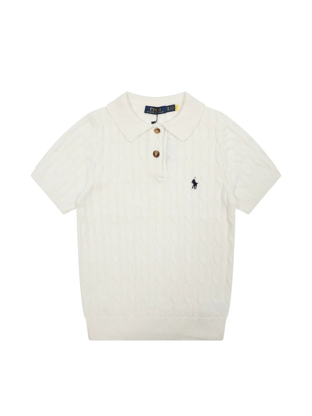 Camiseta ajustada de mujer de punto de punto de pony Ralph Lanins Rough Summer, punto transfronterizo, camiseta de solapa de pony de punto