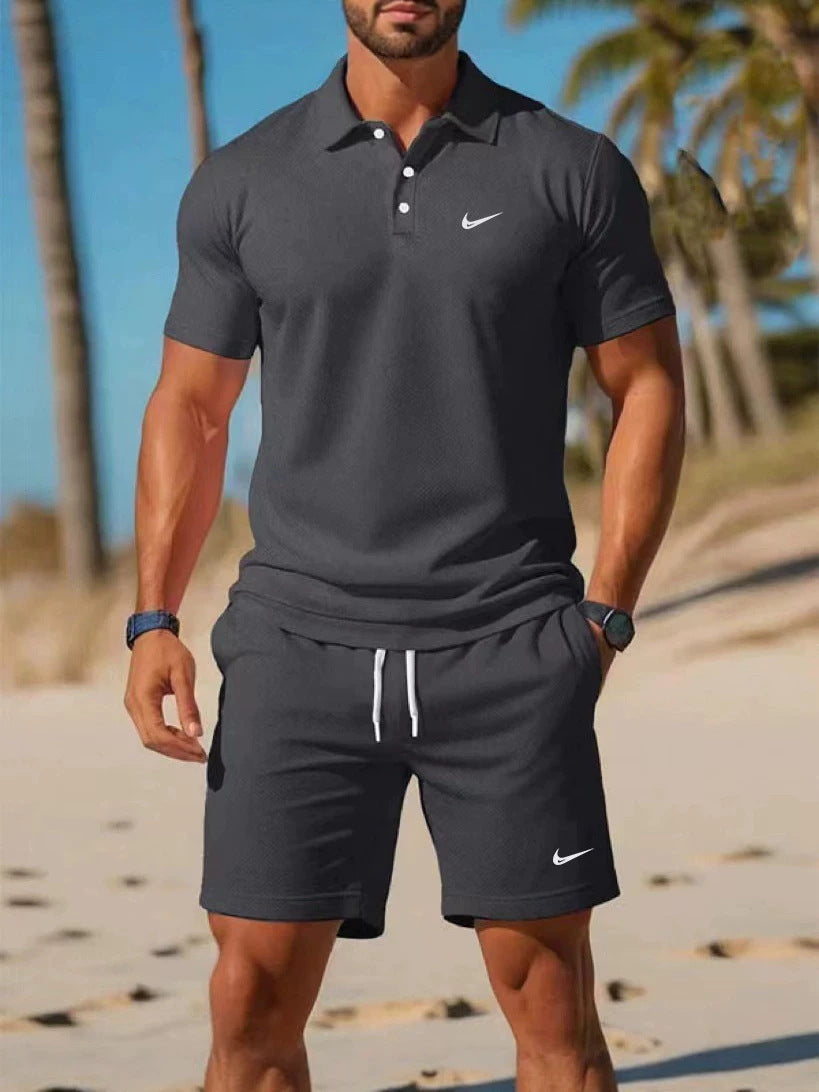 Conjunto de polo deportivo casual para verano transfronterizo 2026, sencillo, a la moda, de secado rápido, transpirable