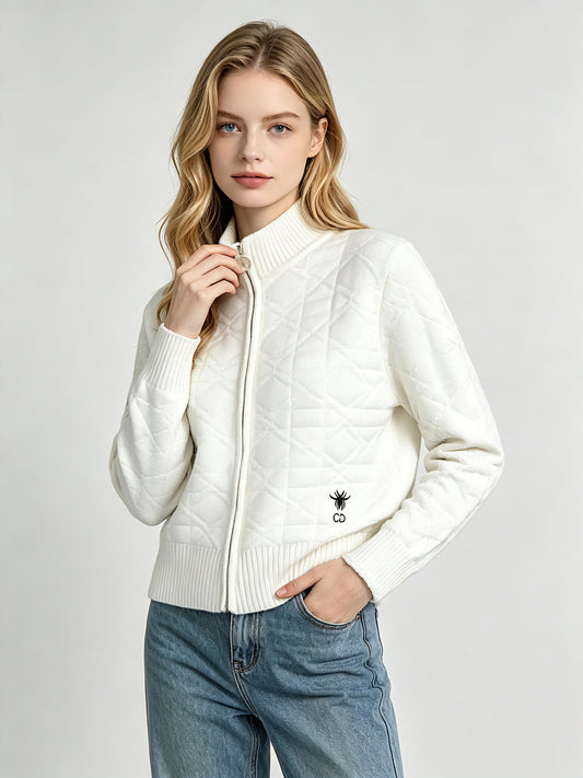 Cardigan in maglia con zip motivo a rombi CD | Autunno Inverno