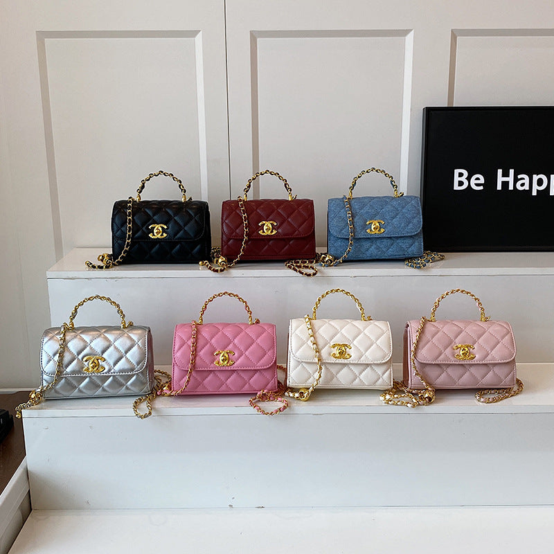 Bolso de mano de fragancia pequeña transfronteriza para mujer 2025 nuevo bolso cuadrado pequeño versátil de un solo hombro bolso de cadena rómbica cruzado de lujo ligero