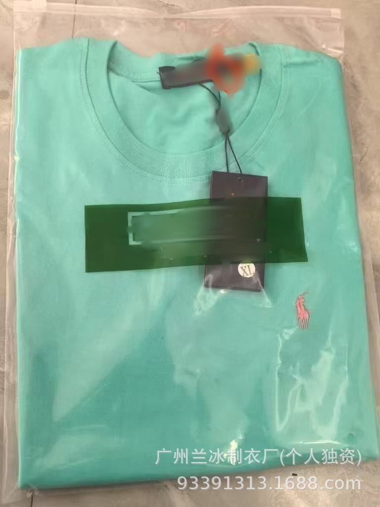 Comercio exterior Paul T-shirt LF Logo de pony bordado de cuello redondo para mujer de manga corta de algodón puro y media manga para hombres, sudadera base versátil tendencia