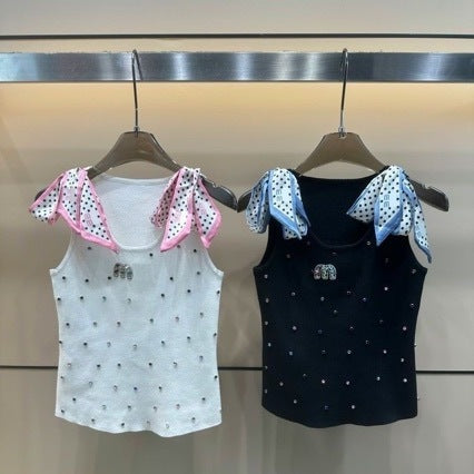 Camiseta MMi para mujer | Lazos y pedrería verano