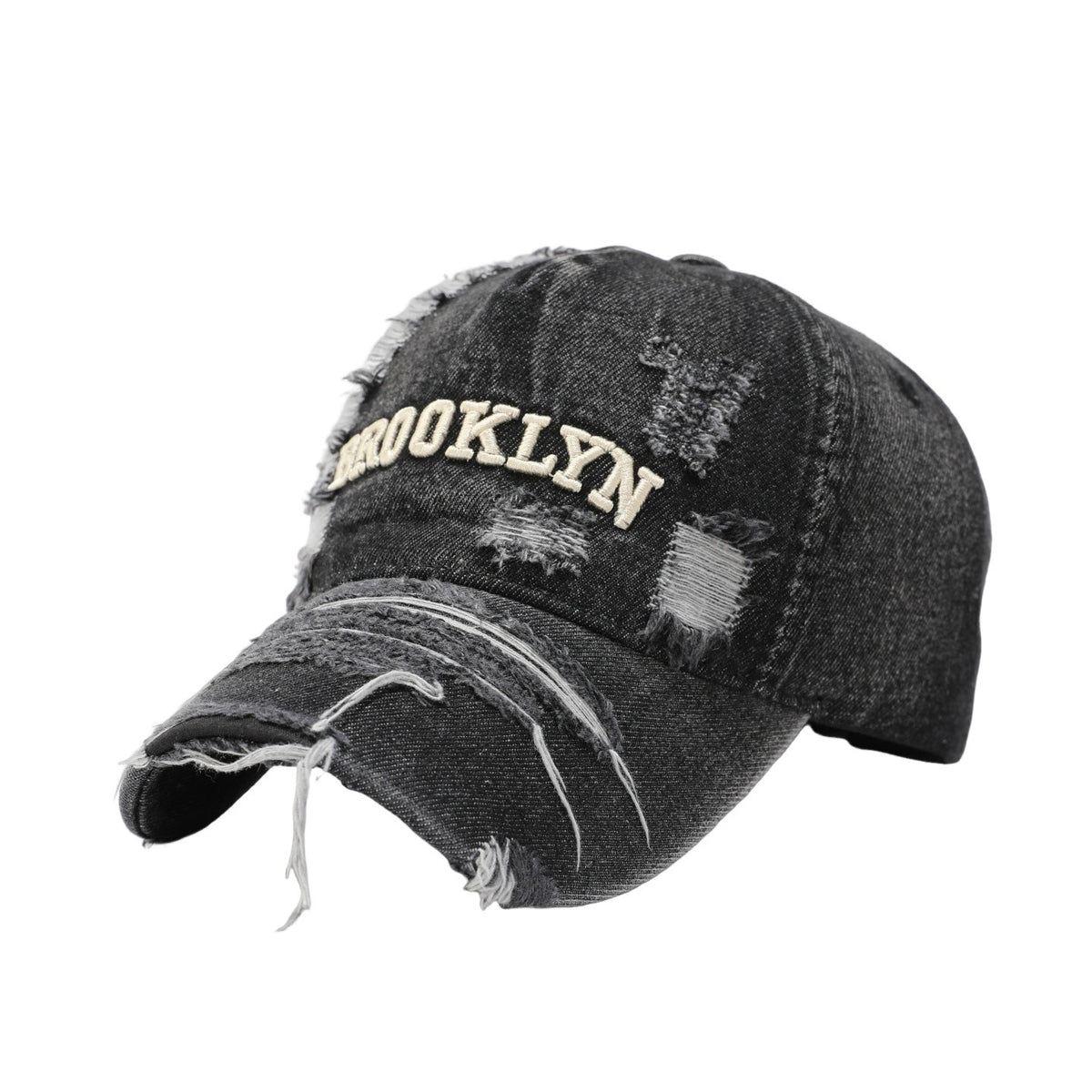 Commerce extérieur BROOKLYN casquette en jean déchiré, chapeau à bec de canard à bord petit et grand pour hommes, délavé et de haute qualité qui met en valeur le visage