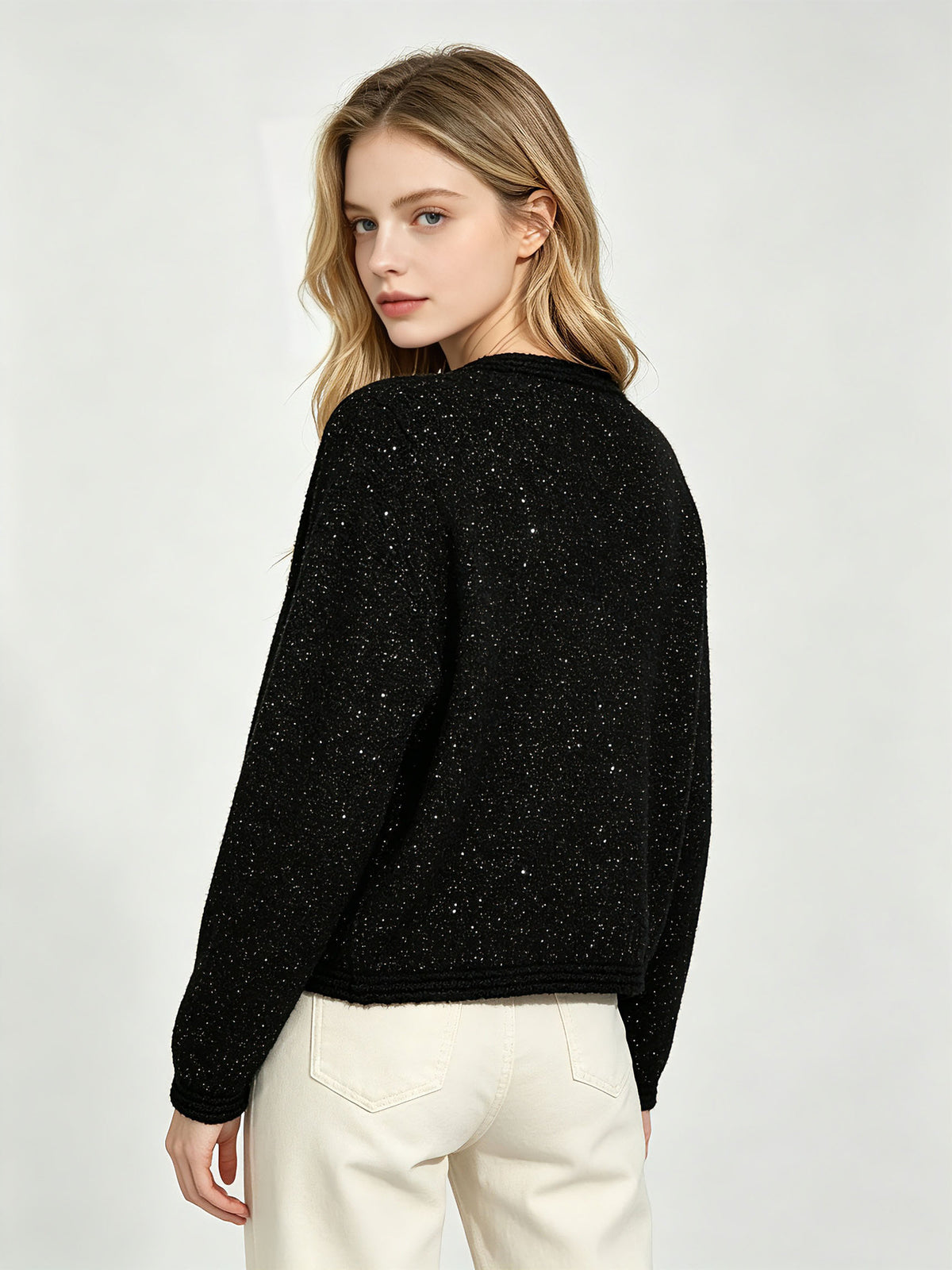V-Ausschnitt-Pullover mit Steinen XS | Herbst Winter
