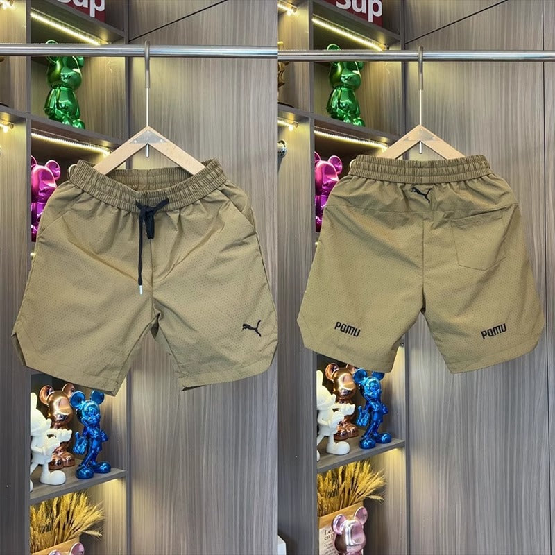 Pantalones cortos de hombre, pantalones finos de malla veraniega, pantalones de seda hiela de secado rápido, pantalones cortos rectos, pantalones de playa de moda transpirables