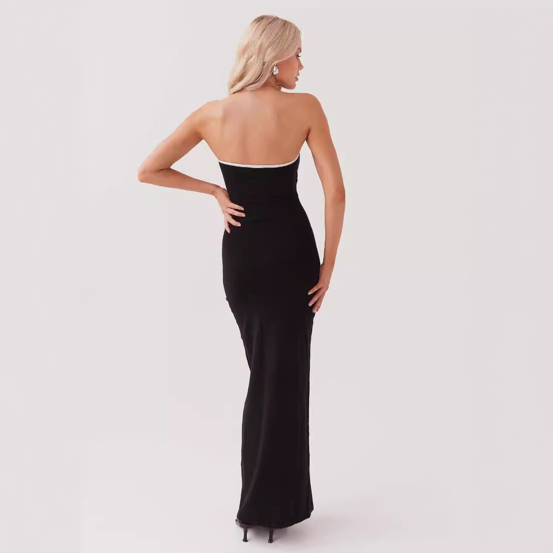2026 verano nuevo comercio exterior transfronterizo Amazon falda americana chica sexy y sexy con bandeau vestido de punto con falda larga chica