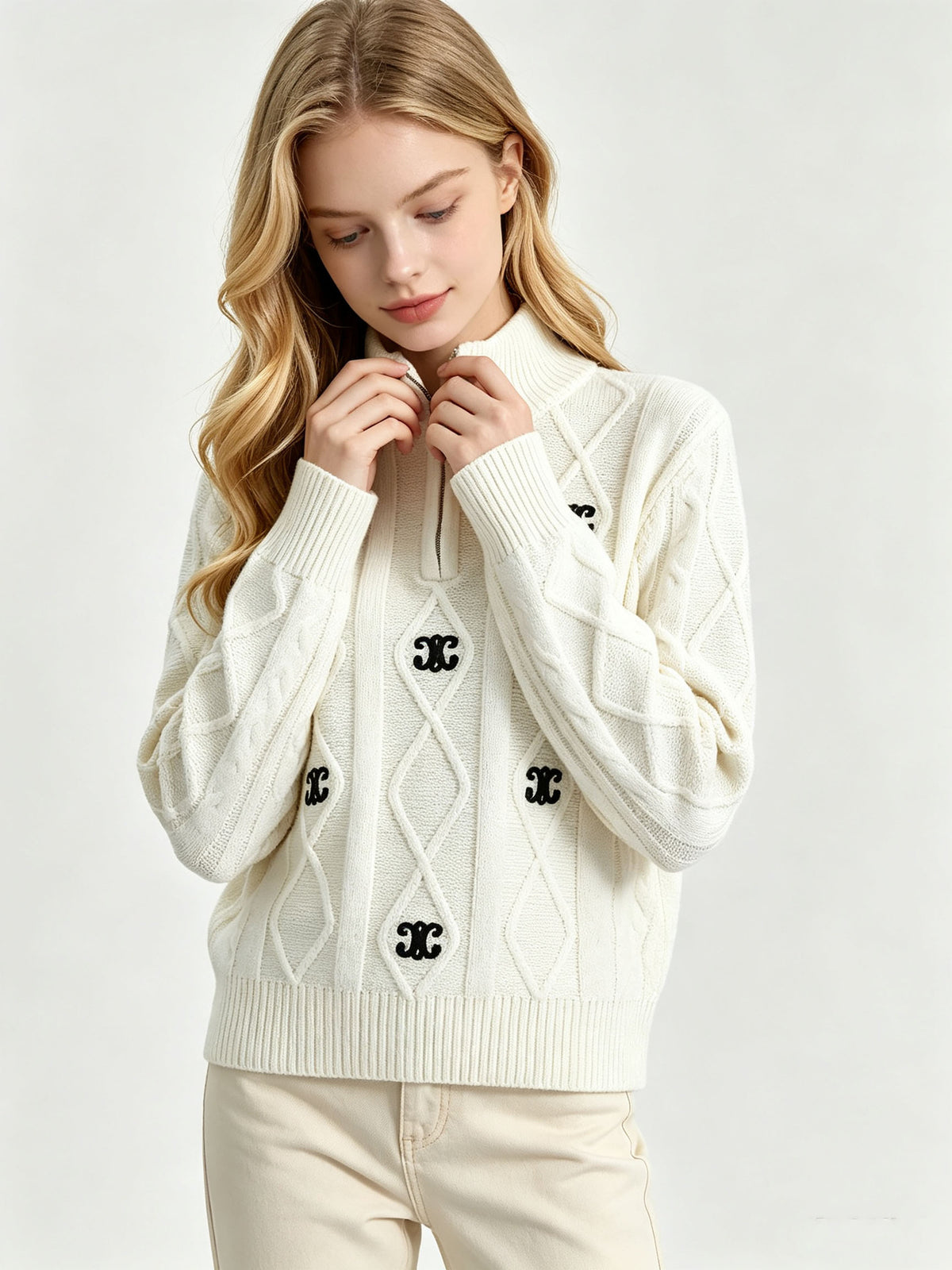 Women's CE Sweater | High Neck and Half Zip